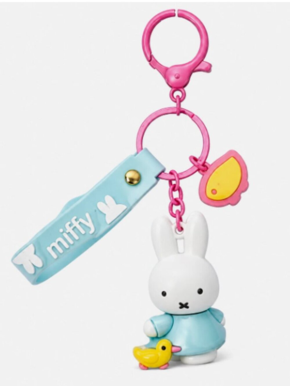 New Miffy Key Fob Keychain Charm Bag Holder Rabbit Flower Clip Light Blue Duck